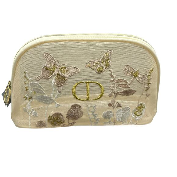 Dior Mesh Embroidered Butterflies and Dragonflies Limited Edition Beauty Pouch - Picture 1 of 13